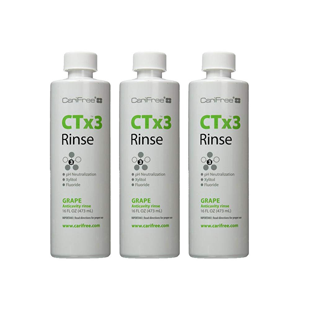 CariFree CTx3 Rinse (Grape): Fluoride Mouthwash | Dentist Recommended Anti-Cavity Rinse | Neutralizes Oral pH | Freshen Breath | Cavity Prevention (3-Pack)