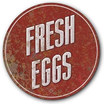 chicken sign fresh eggs farm tin coop signs metal rustic country retro rusted diameter fx inches kitchen inch weathered