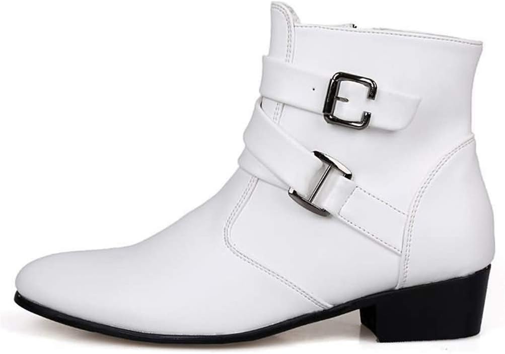 XTIANUK Men Pointed Toe Leather Boots High Top Fashion Dressing Shoes for Male