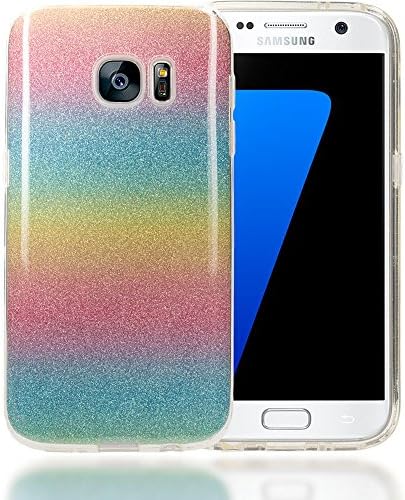 NALIA Glitter Case compatible with Samsung Galaxy S7, Ultra-Thin Mobile Sparkle Silicone Back Cover, Protective Slim-Fit Shiny Protector Skin Etui, Shock-Proof Crystal Gel Bling Bumper - Rainbow