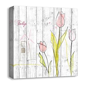 Canvas Wall Art Beautiful Flowers Painting Artwork for Home Prints Framed - 12x12 inches