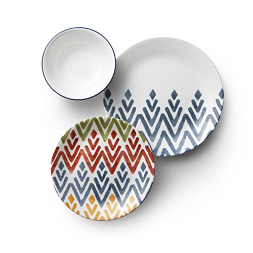 Corelle 18Piece Service for 6, Chip Resistant, Zamba Dinnerware Set, Model18Piece Dinnerware