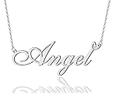 Angel Heart Name Necklace Silver Stainless Steel