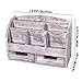 Rustic Wooden Desk Organizer for Home or Office - Mail Rack for Desktop, Tabletop, or Counter – Desk Supplies Organizer with 2 Drawers and 6 Compartments – Rustic White Workspace Organizer