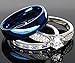 KingswayJewelry His and Hers 925 Sterling Silver Blue Sapphire Stainless Steel Wedding Rings Set Blue #SP24BLMSBL