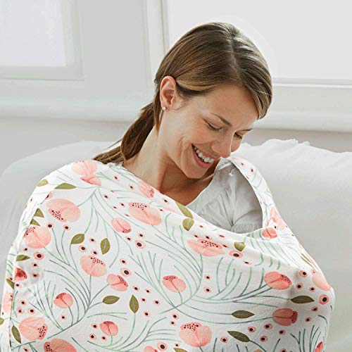 Nursing Cover Multi Use 8 in 1 Baby Breastfeeding Infant Feeding Cover Baby Car Seat Covers Infant Stroller Cover Carseat Canopy Breathable with Free Matching Pouch