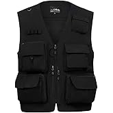 TOLOER Men's Summer Fishing Vest Multi Pockets Casual Vests Waterproof Quick Dry Outdoor Mountain Photography