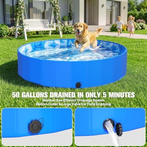 Foldable Dog Pool - Portable PVC Dog Bathtub for Large Dogs, Blue Pool, Dog Pool, Foldable Dog Pools for Small Dogs