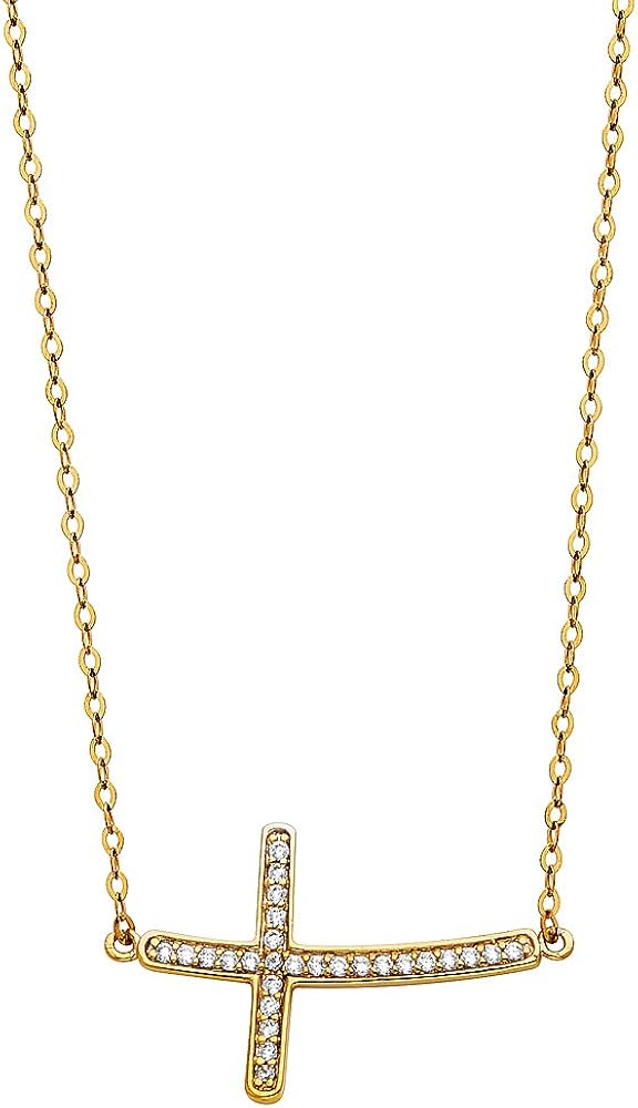 TGDJ 14k Yellow Gold Sideways Cross 