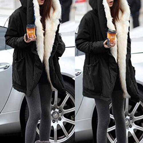 image for Napoo Womens Thicken Warm Winter Coat Hooded Pocket Long Parka Overcoa