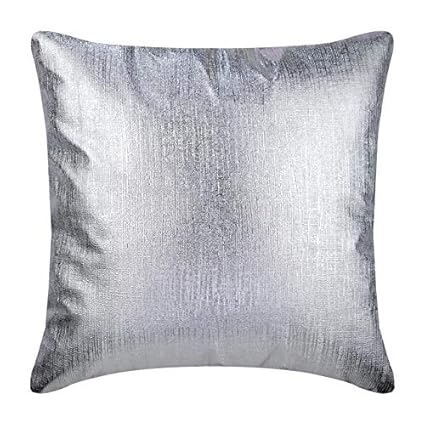 Silver Leather Strokes 40x40 Cm Square Decorative Throw Cushion