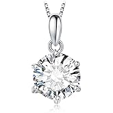 JewelryPalace Round 1ct 2ct 3ct Cubic Zirconia Solitaire Pendant Necklace for Women, 925 Sterling Silver 14k White Gold Plated Necklaces for Her, Classic Simulated Diamond Jewelry Set, 18 Inches chain
