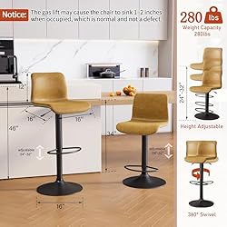 HeuGah Swivel Bar Stools Set of 2, Adjustable