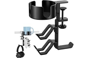 Elfzone Game Controller Holder - 360° Rotating Controller Headphone Holder,Clamp On Desk Organizer,Headset & Desk Mounts,3 in 1,