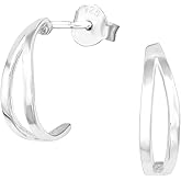 925 Sterling Silver Double Split Hoop Stud Earrings, Sold as a Pair