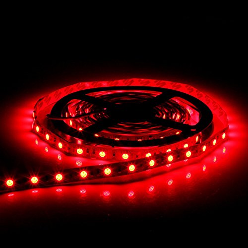 BZONE DC 12V Flexible LED Strip Lights, 16.4FT 5m Bright LED Light Strips, 300 Units 5050 LEDs LED Tape, Red Color, Non-waterproof