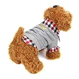 Voberry Dog Cat Grid Sweater Puppy Warm T-Shirt Pet Clothes POLO Shirt Dog Coat (XL, Gray)
