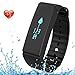 Fitness Tracker, FUNBOT Smart Bracelet IP67 Waterproof Heart Rate Blood Pressure & Blood Oxygen Monitor and Sleep Monitor Pedometer Calorie Counter Fitness Wristband for Android and iOS (Black)