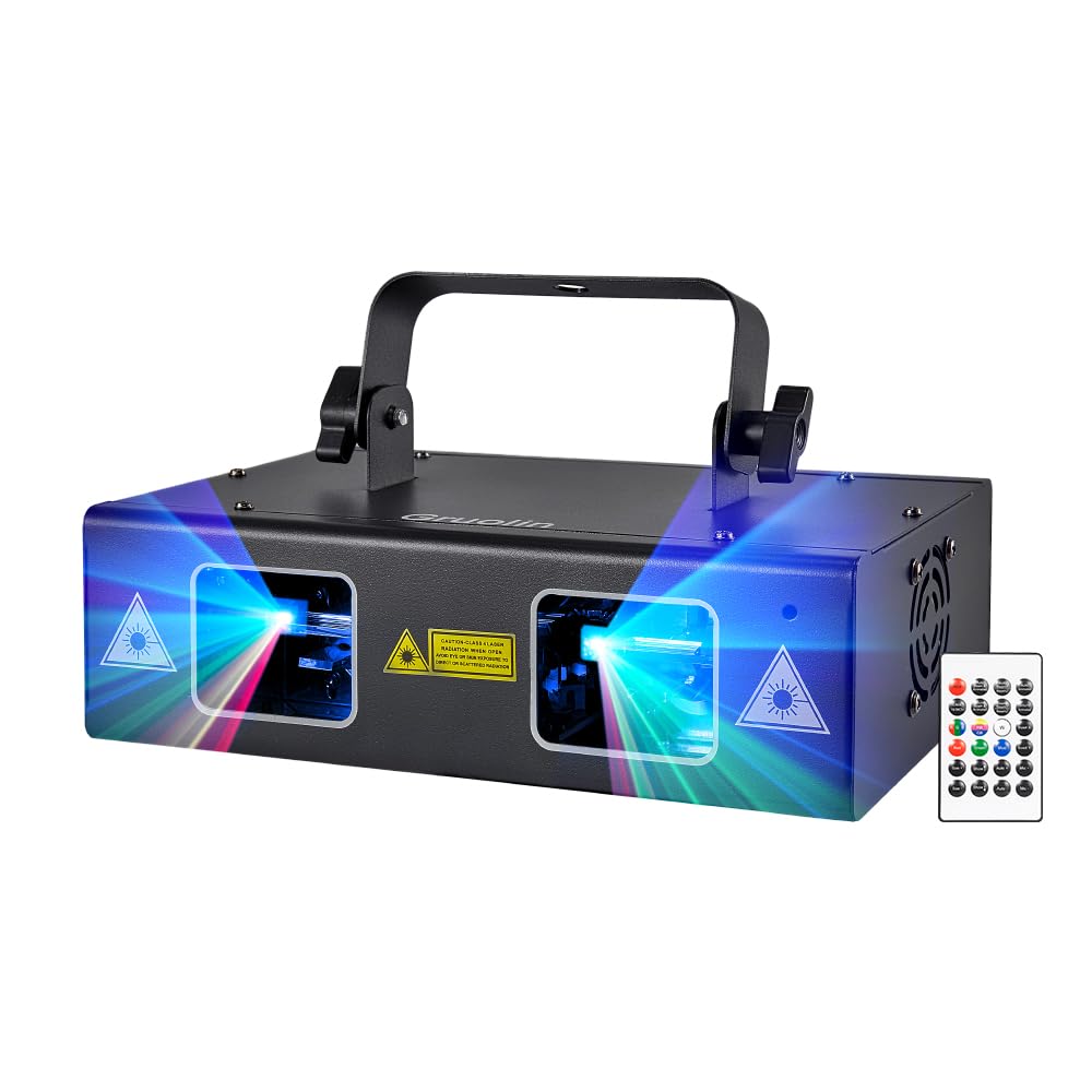 Photo 1 of DJ Lights Party Lights, Gruolin RGB Full Color Laser Stage Light Music Sound Activated & DMX Control Patterns Projector, Perfect for Party Disco Bar Club Stage & DJ Lighting