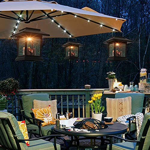 4 Packs Solar Lanterns Outdoor Hanging Lanterns- Garden Waterproof LED Candle Flickering Lights for Patio Courtyard Garden Decorative