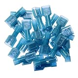 Wiwaplex 50pcs Female + 50pcs Male Fully Insulated Wire Crimp Terminal Nylon Quick Connectors Wiring Spade 16-14 A.W.G(Blue)