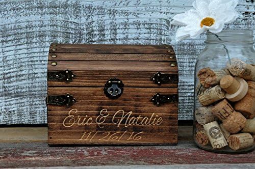 Wedding Card Box Chest Shabby Chic Espresso Color Engraved Personalized Front Holds Approximately 75+ cards