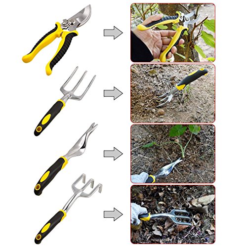 Benlet 9Pcs Garden Tools Set - Including Trowel, Transplanter, Cultivator, Pruner, Weeder, Weeding Fork, Tote, Gloves[US Stock] (9Pcs White) - Thumbnail 3