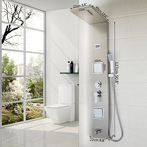 Yanksmart AS New Luxury Bathroom Shower Towers Functional Shower Penel With Shower Head, Handheld Shower Faucet And Massage Function Shower Column (Brushed Nickel)