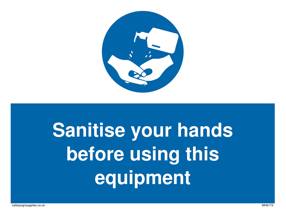 Pack of five - Sanitise your hands before using this equipment Sign - 200x150mm - A5L