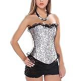 Muka Women Overbust Lace Boned Corset Bustier Halloween Corset