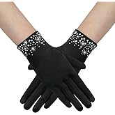 GRYUIRY Short Rhinestone Satin Tea Party Gloves Costumes Stretchy Sparkly Glitter Wrist Length Gloves