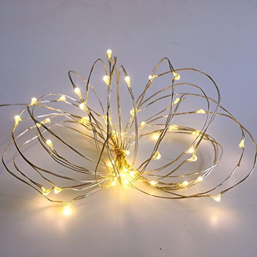 Pack 2 Mini Starry String Lights with 3AA Waterproof Battery Box and Timer, Fairy Lights for Indoor/Outdoor ,Gardens,Parties,centerpiece Homes Decoration,Total 100 Count Leds,36FT Silver Wire (Warm White)