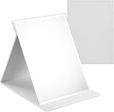 OWLKELA Portable Folding Mirror 16x12cm White PU Leather Travel Vanity