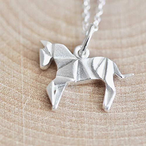 Origami Horse Necklace In Sterling Silver With 16 Inch Chain