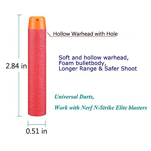 UOOU 300pcs Refill Bullet Darts EVA Sponge Foam Soft Head Hollow Out Refill Bullet Darts Equipment for Nerf N-strike Elite Series Blasters Kid Toy Gun Parts Play Game Gift