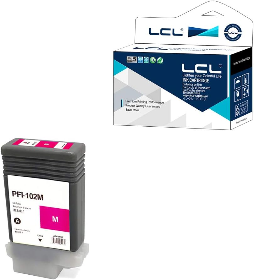 LCL PFI102 Magenta Ink Cartridge Replacement for Canon PFI-102 PFI-102M for Canon imagePROGRAF iPF500 iPF510 iPF600 iPF605 iPF610 iPF650 iPF655 iPF700 iPF710 iPF720 iPF750 iPF755 iPF760 iPF765 (1Pack)