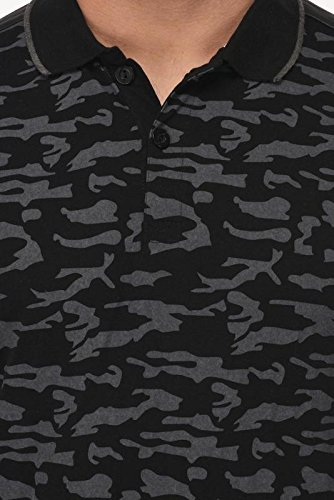vivid bharti collar black printed t-shirts