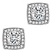 Stud Earrings,Jewelry 18k White Gold Plated Cubic Zirconium Cushion Shape Halo Stud Earrings for Women&Girls Stud Earrings Hypoallergenic White Gold Stud Earrings Cubic Zirconia Earrings