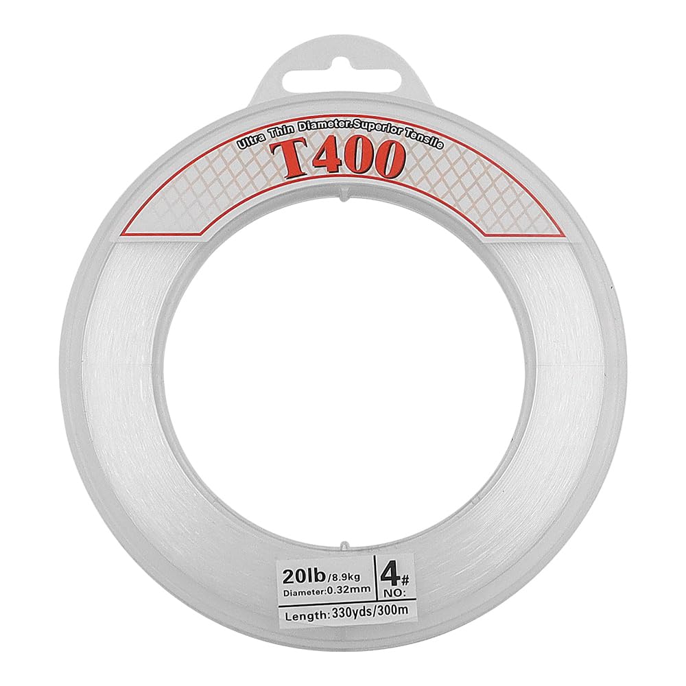 Tiardey 300 Meters Fishing Line, 0.33 mm Monofilament Clear Nylon Fishing Line (White)