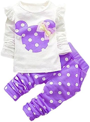Travfis Children Girls Clothing Sets Clothes Bow Tops T Shirt Leggings Pants Baby Kids Suit As Picture 9M