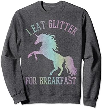 Unisex Eat Glitter For Breakfast Pastel Rainbow Unicorn Sweatshirt Small Dark Heather