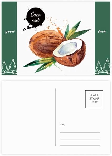 Set Di Cartoline Di Auguri Con Frutta Di Cocco Con Acquerello E Scritta In Lingua Inglese Good Luck Pezzi Amazon It Cancelleria E Prodotti Per Ufficio
