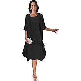 WIKGUI Chiffon Mother of The Bride Dresses for Women Tea Length 2 Pcs Lace Formal Dress with Jacket