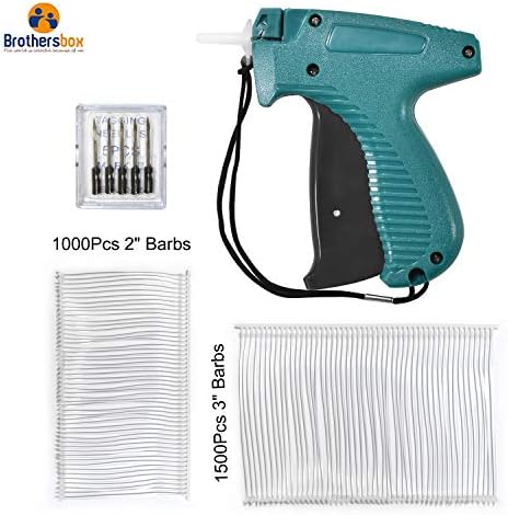 Brothersbox Price Tag Gun Clothes Tagging Gun Comfort Grip Standard Tagging Gun Kit Includes 2500 Attachments (2" 1000, 3" 1500) & 5 Needles.