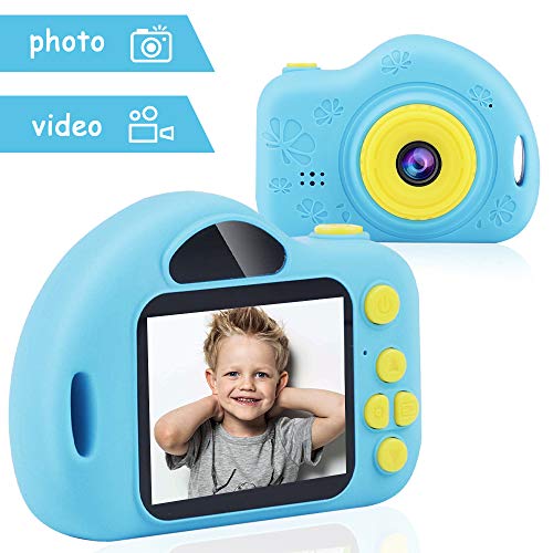 CHUNXU Kids Camera,Digital Video Camera for 3-10 Years Old Girls Boys,32GB SD Card Rechargeable Battery Compact Cameras for Children Birthday (Blue)