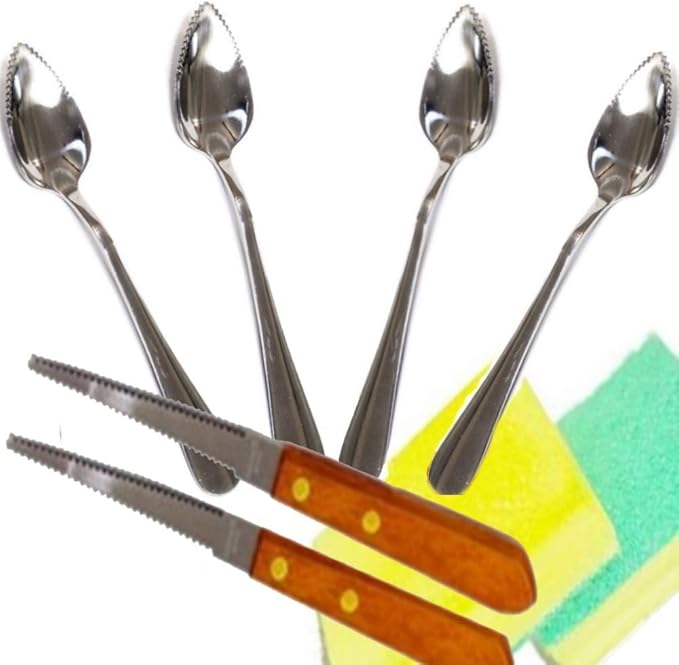 Four (4) Grapefruit Spoons and Two (2) Grapefruit Knives