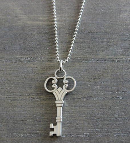 Victorian Love Key Sterling Silver Necklace for Women 18 inches