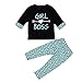 GBSELL 2PCS Toddler Kids Baby Girls Boss T-shirt Dress+ Long Pants Clothes Set (Black, 5T)