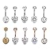 THUNARAZ 10pcs 14G Stainless Steel Belly Button Rings for Women Crystal CZ Ball Screw Navel Bars White/Rose