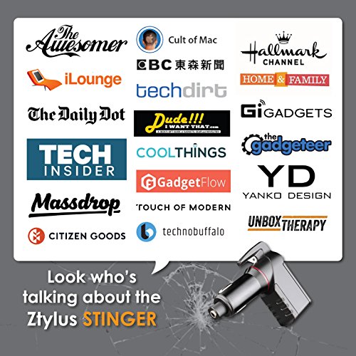 Ztylus Stinger Car Emergency Escape Tool Kit, Vehicle Crash Life Saving Multifunctional tool, Spring Loaded Window Glass Breaker Punch, Seat Belt Cutter, Dual USB Ports, Cigarette Charger, 2 pcs Black